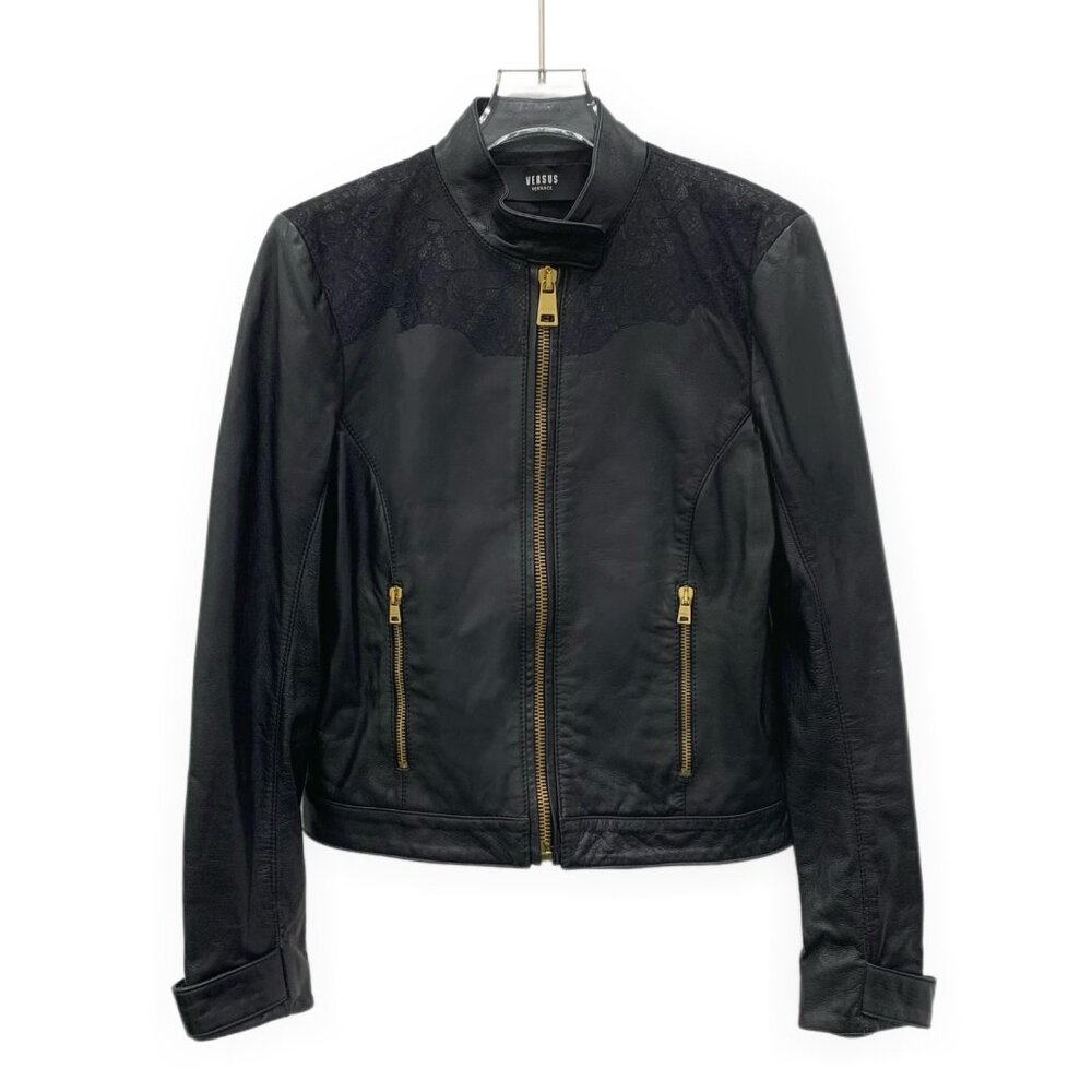 Versace Black lambskin leather jacket